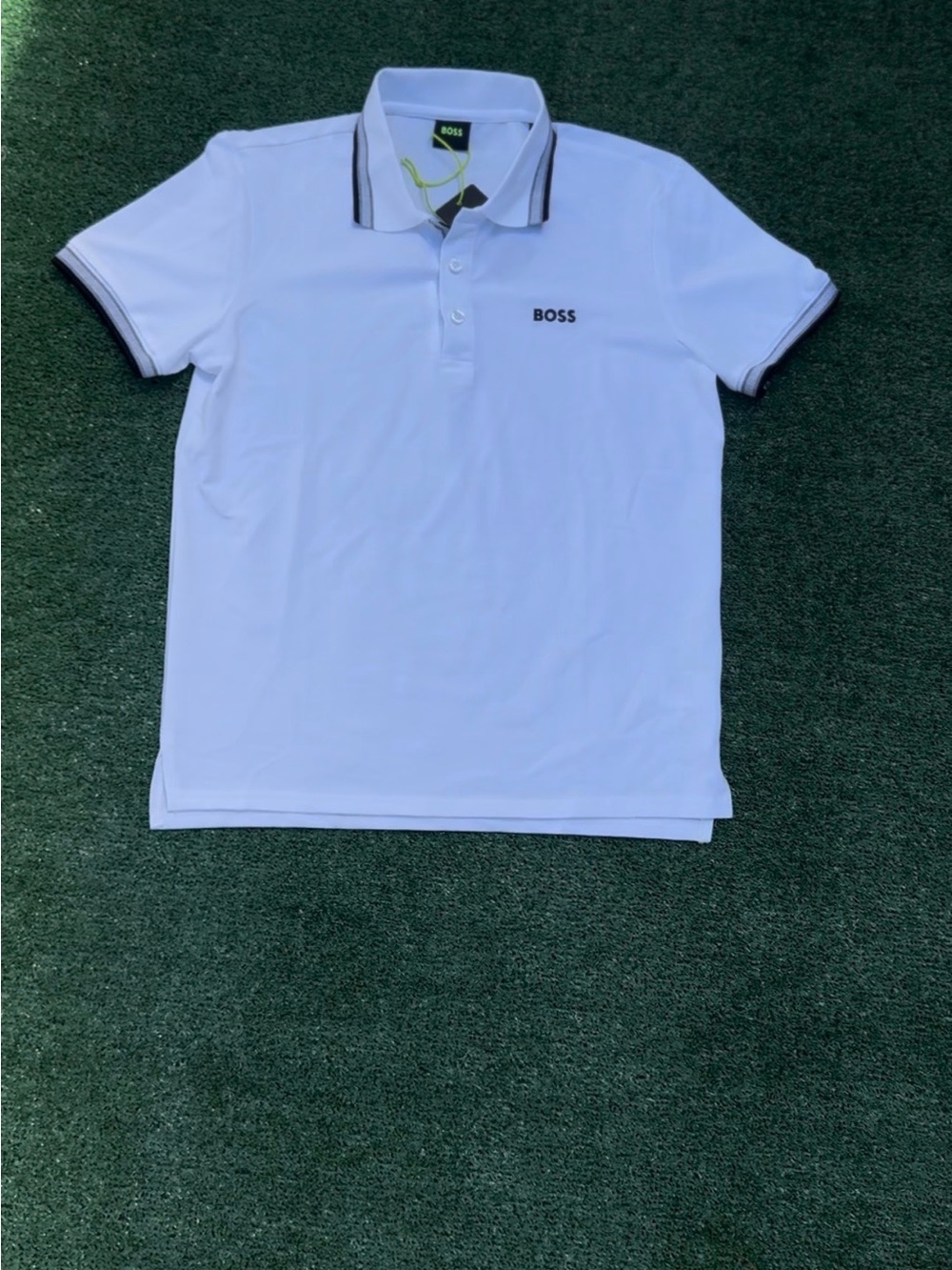 BOSS White Polo with Black Contrast Trim